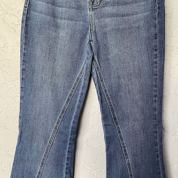 Cello Women’s Flare Denim Jeans Slit Leg Size 3 Blue - Picture 3 of 13